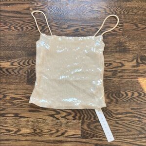 Missguided Cream Sequin Spaghetti Strap Camisole small